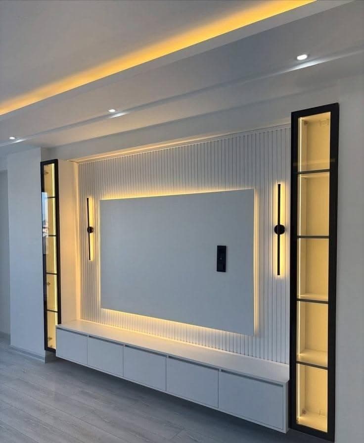 Premium LED TV Wall Unit with Display Cabinets