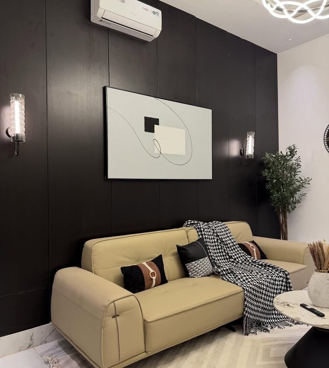 Luxury Wall Panel Feature with Premium Leather Sofa