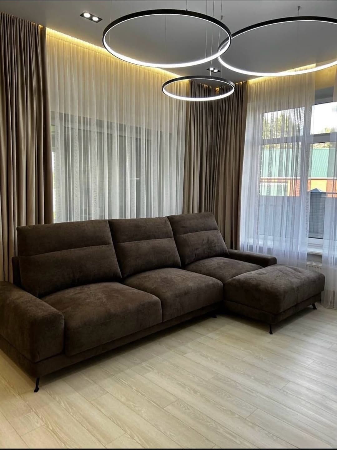 Modern L-Shaped Fabric Sectional Sofa