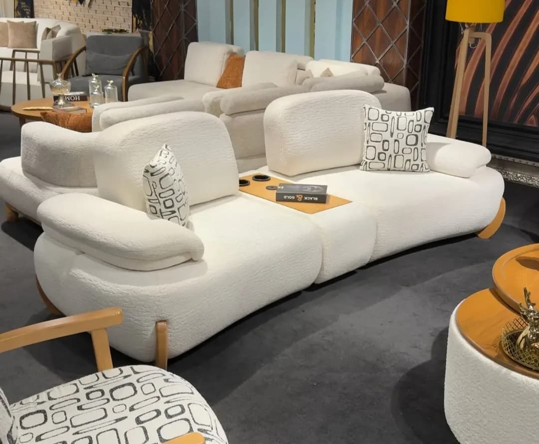 Luxury Curved Bouclé Modular Sofa Set