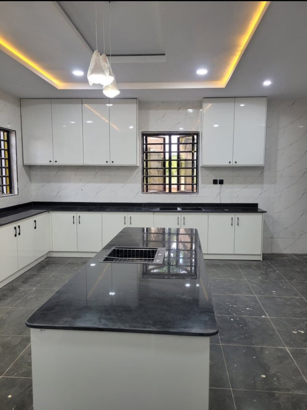 Modern High-Gloss Modular Kitchen with Island